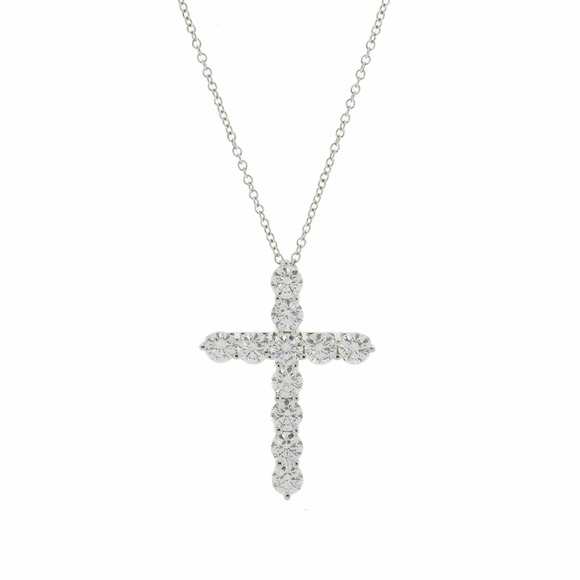 Tiffany Large Cross Diamond Necklace Platinum